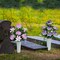 Artificial Grave Memorial Flowers with Vase for Cemetery Graveyard Decoration